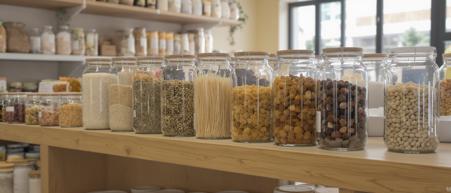 d&eacute;couvrez drive tout nu, la r&eacute;volution des supermarch&eacute;s avec ses bocaux en verre z&eacute;ro emballage et z&eacute;ro d&eacute;chet pour un shopping &eacute;cologique et responsable.